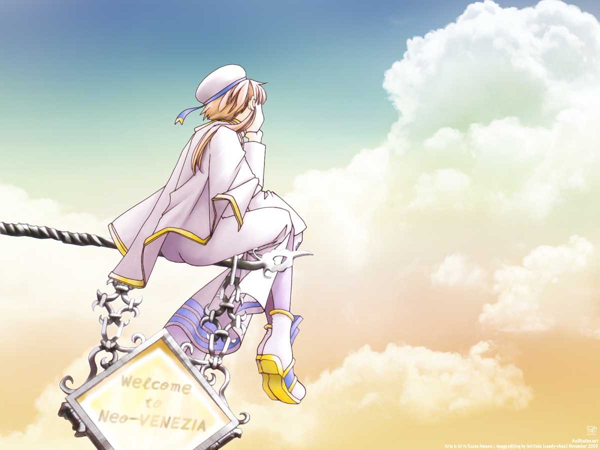 Konachan.com - 23469 amano_kozue aria clouds hat mizunashi_akari sky uniform